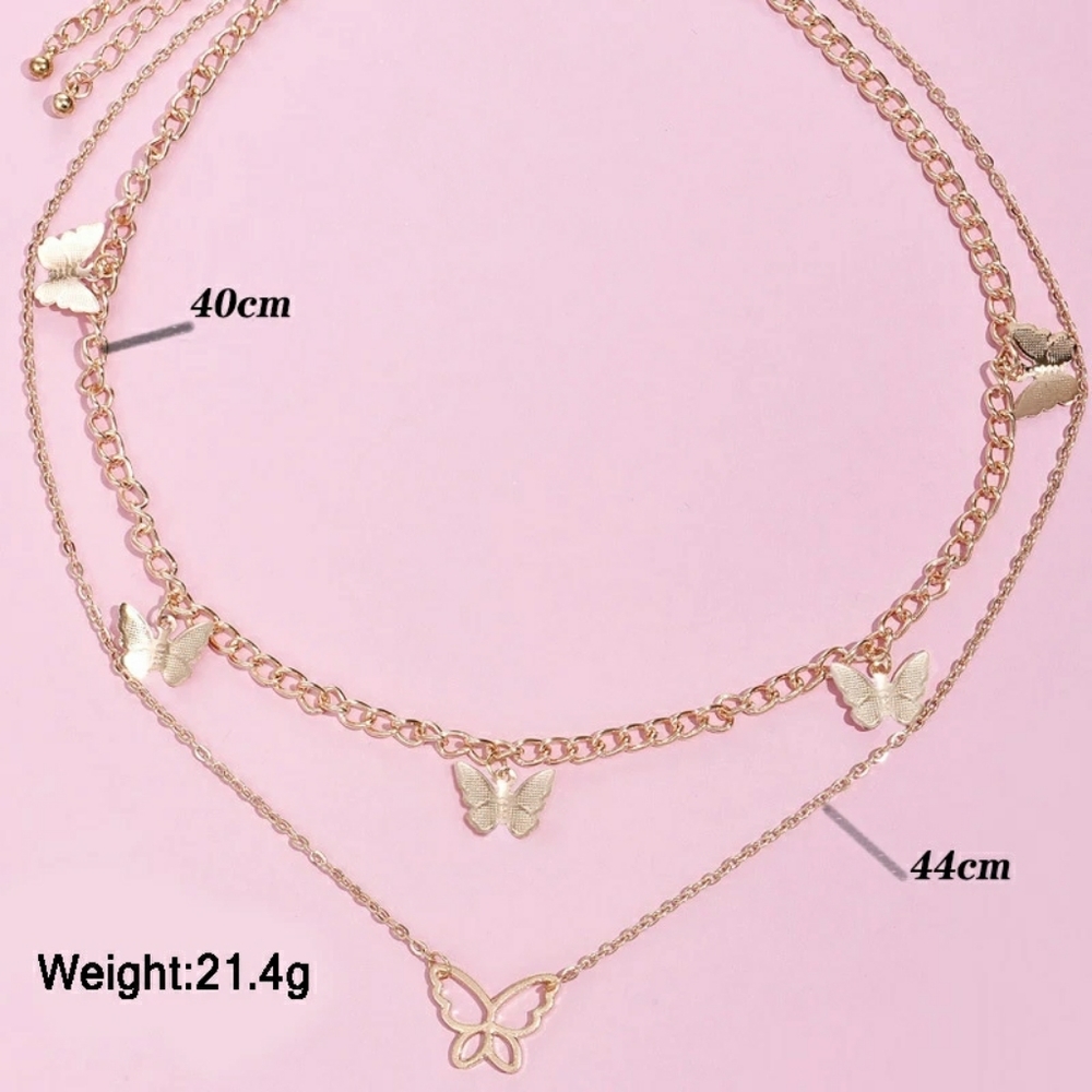 🦋 layered gold plated butterfly necklace - Picture 3 of 4